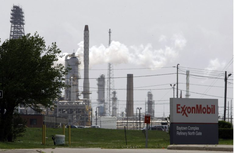 FILE - In this April 16, 2010 file photo, steam rises from towers at an Exxon Mobil refinery in Baytown, Texas. Exxon says the energy renaissance in the U.S. will continue and predicts that North America will become a net exporter of oil and gas by the middle of the next decade. The oil and gas giantâs latest long-term energy outlook, released Tuesday, Dec. 11, 2012, says the rapid growth of production in the U.S., Canada along with improved energy efficiency will lead to more oil and gas being sent overseas. 