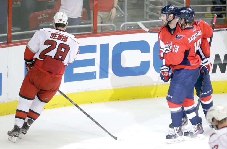 Evan Vucci/AP
Troy Brouwer scored two goals Thursday night for the Capitals, who have gone 10-1-1 since March 21 to take control of the Southeast Division.