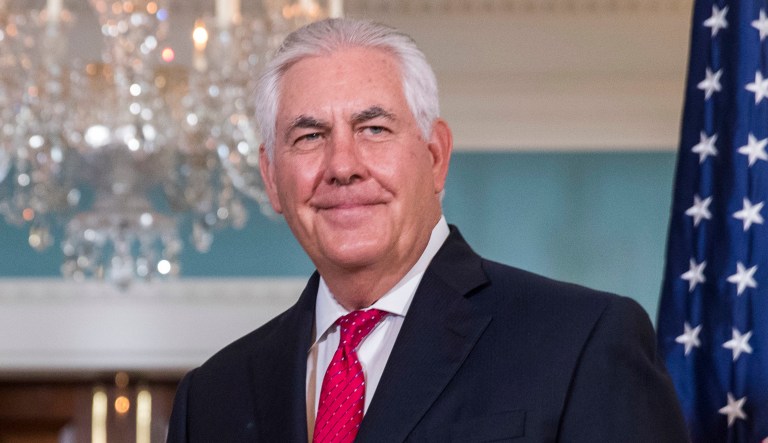 Secretary of State Rex Tillerson speaks about President Trump. (AP Photo/Andrew Harnik)