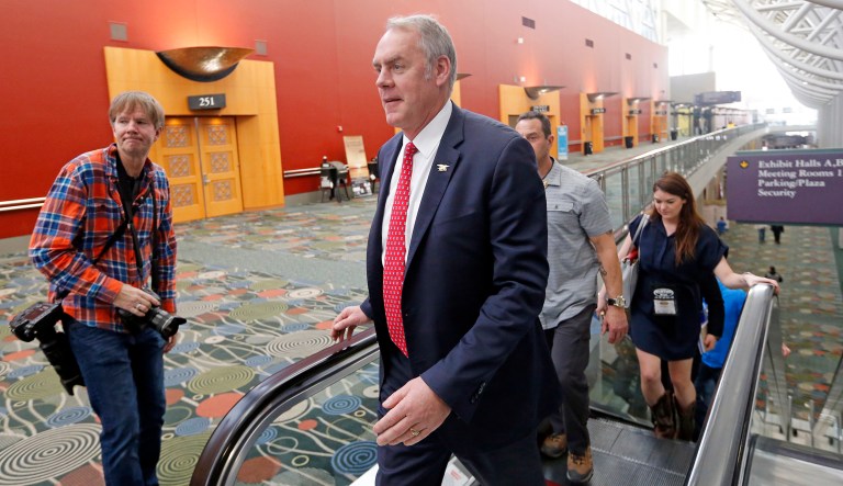 A report mentions that Interior Secretary Ryan Zinke spent $139,000 last year on the construction of a door to his office. A spokeswoman did not confirm whether the work on the door had been completed. (AP Photo/Rick Bowmer)