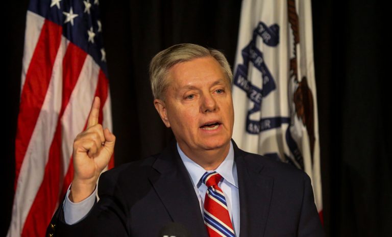South Carolina Sen. Lindsey Graham holds a press conference at the Embassy Suites in Des Moines, Iowa, Friday, Feb. 20, 2015. He was in town to consider running for president. (AP Photo/The Des Moines Register, Andrea Melendez)