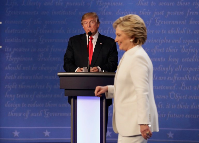 Neither candidate takes the national debt as seriously as they say they do, Hillary Clinton showed hypocrisy on abortion and Donald Trump may or may not be afraid of Chris Wallace. (AP Photo)