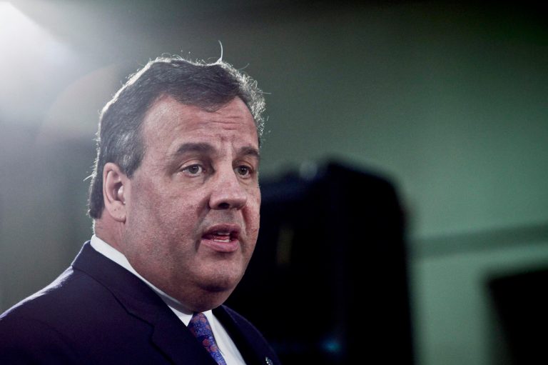 Gov. Chris Christie speaks during a press conference with families affected by Superstorm Sandy at a lounge in the New Point Comfort Fire Company on Feb. 4, 2014 in Keansburg, New Jersey. (Photo by Kena Betancur/Getty Images)