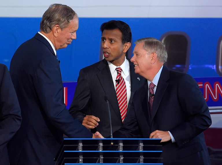 Former New York Gov. George Pataki, left, and South Carolina Sen. Lindsey Graham, right, were the most coherent and pragmatic of the four 