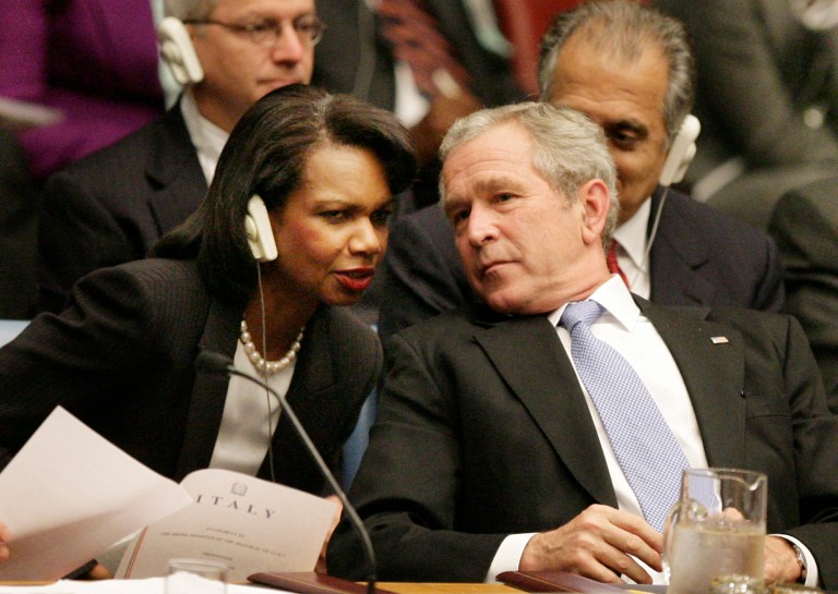 The series will be casting former President George W. Bush and his secretary of state, Condoleezza Rice. (AP Photo/Seth Wenig)