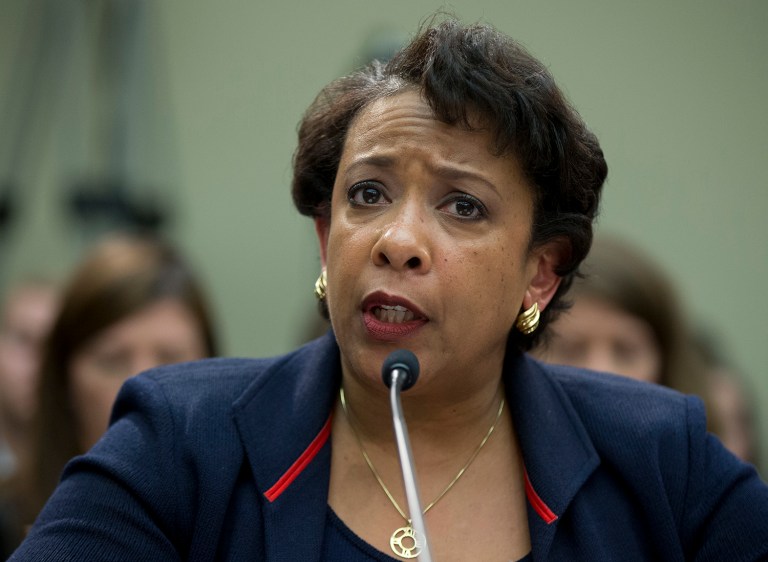 —œYou have truly outlined the issue of the day facing our nation ... We have to have the difficult conversations about race and policing in this country,—&pound; Loretta Lynch said. (AP Photo)