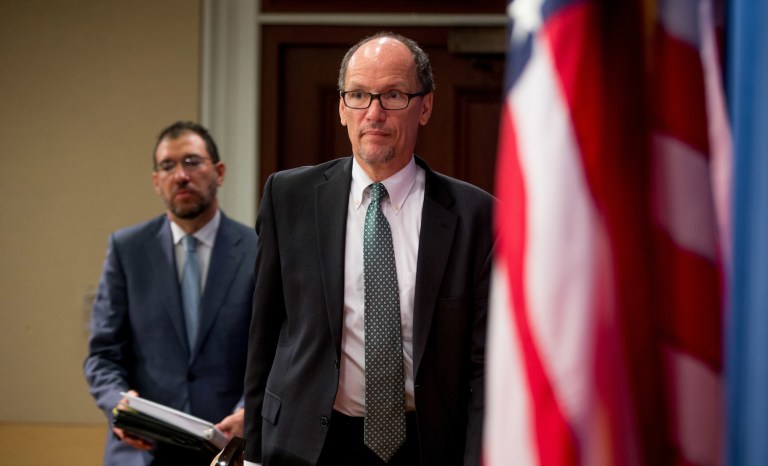 House panel tells Tom Perez to hand over documents, with redactions if necessary, or lawyer up. (AP Photo/Andrew Harnik)