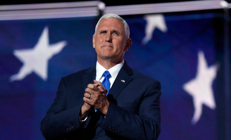 Mike Pence's efforts to win over doubtful Republicans comes even after the GOP nominee has vowed to thwart their re-election efforts. (AP Photo/Mary Altaffer)