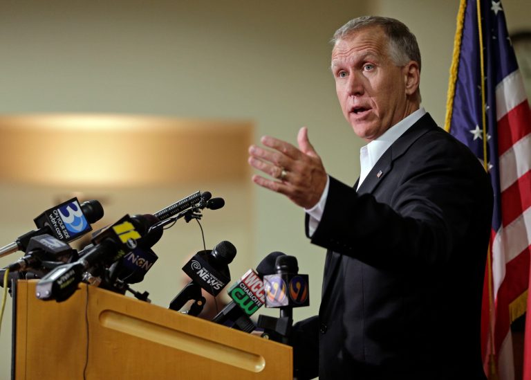Sen. Thom Tillis pushed back on criticism from Democrats that the Senate is shirking its responsibilities by not confirming a new Supreme Court justice in an election year. (AP Photo/Chuck Burton)