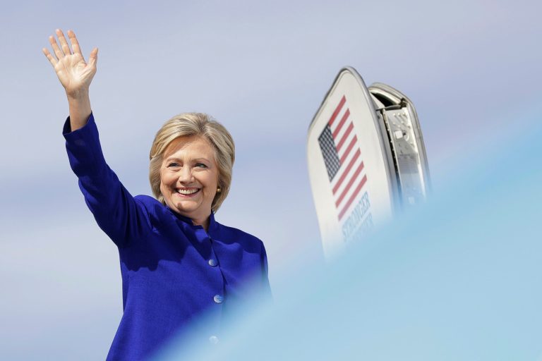 The former secretary of state edges Trump 47 to 38 percent in the Granite State. (AP Photo/Matt Rourke)