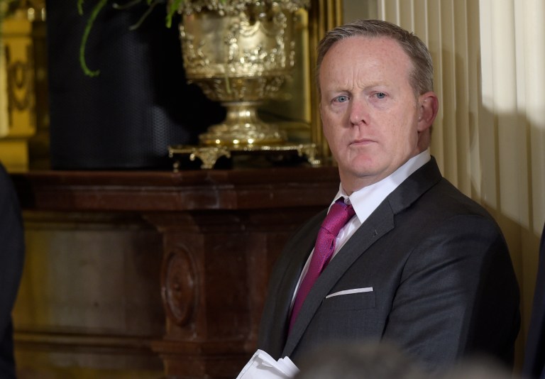 The longer the fiscal battle rages inside the administration, the harder Spicer's job gets. (AP Photo/Susan Walsh)