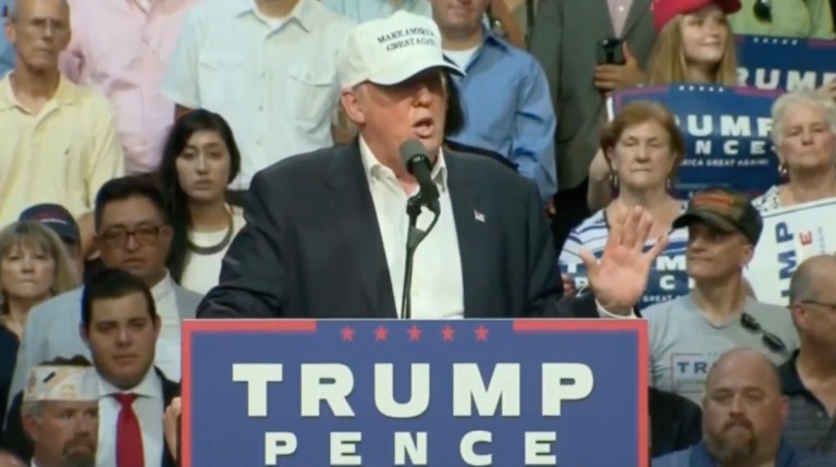 Donald Trump spoke in Dimondale, Mich., on Friday. (Screen shot)