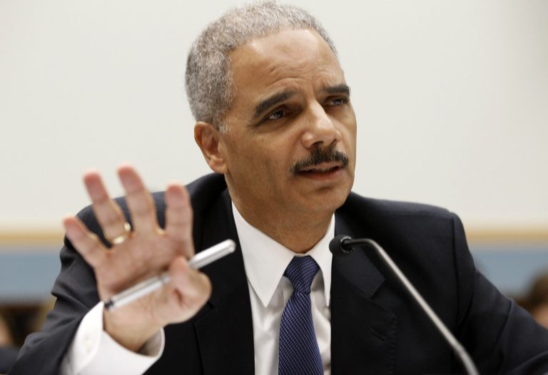   Attorney General Eric Holder testifies on Capitol Hill in Washington, Thursday, June 7, 2012, before the House Judiciary Committee oversight hearing on the Justice Department. (AP Photo/Charles Dharapak)  