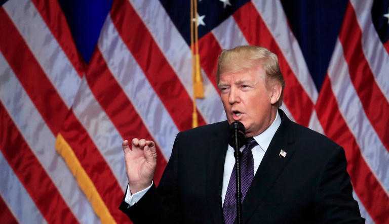 President Trump lays out a national security strategy that envisions nations in perpetual competition, reverses Obama-era warnings on climate change, and de-emphasizes multinational agreements. (AP Photo/Manuel Balce Ceneta)