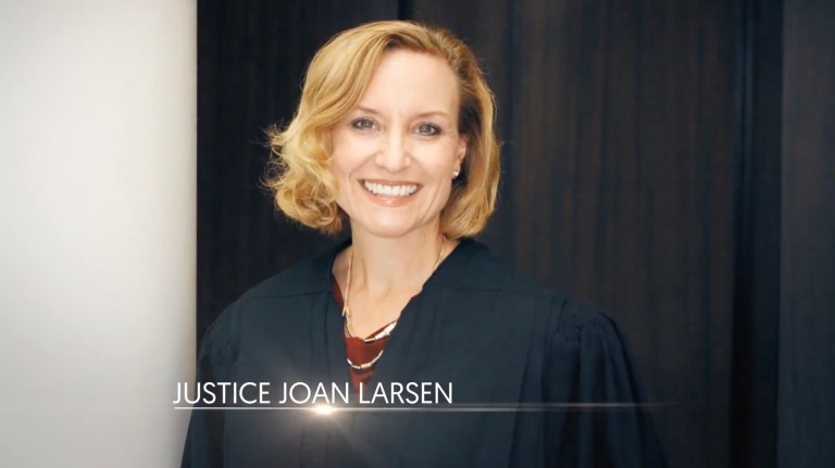 Ad campaign is to help confirm Joan Larsen as Trump's nominee for the 6th Circuit Court of Appeals. (Screengrab)