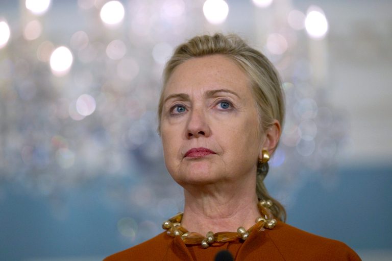 Secretary of State Hillary Rodham Clinton pauses during a news conference after a bilateral meeting with Portuguese Foreign Minister Paulo Portas at the State Department in Washington, Tuesday, Sept. 27, 2011. (AP/Evan Vucci)