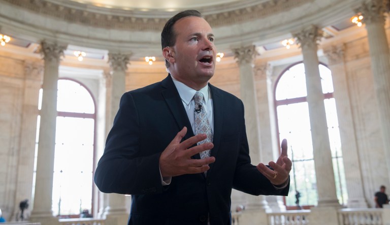 Sen. Mike Lee, R-Utah, said an amendment to allow insurers to sell plans that don't comply with Obamacare was not added to a new version of a Senate healthcare bill. (AP Photo/J. Scott Applewhite)
