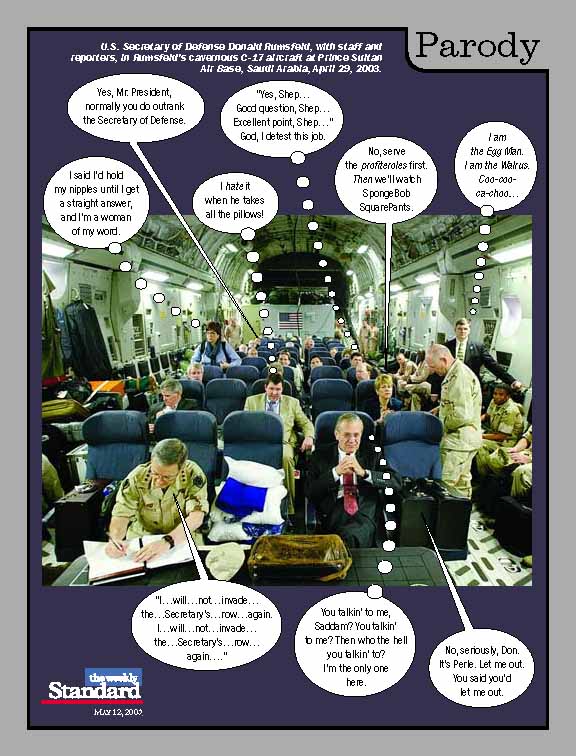 What’s really going on inside Rumsfeld’s plane.