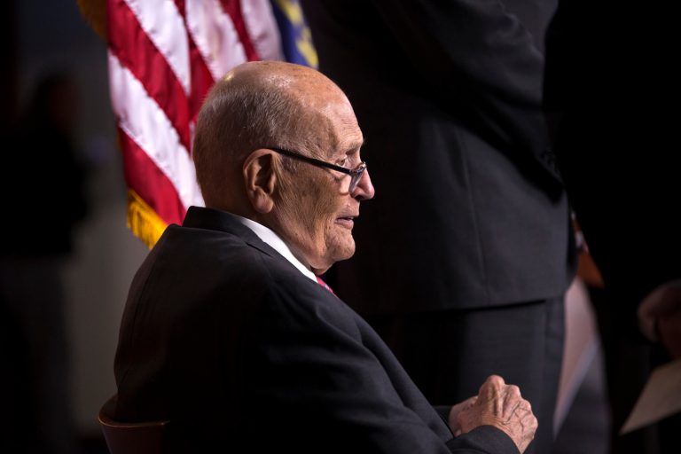 FILE - In this Oct. 4, 2013 file photo, Rep. John Dingell, D-Mich. is seen on Capitol Hill in Washington. According to AP source: Dingell, the longest-serving member of Congress, to retire. (AP Photo/J. Scott Applewhite, File)