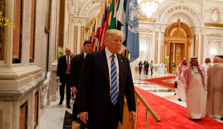 The statement undermines Secretary of State Rex Tillerson's attempts to resolve a dispute between a range of U.S. partners in the Middle East. (AP Photo/Evan Vucci)