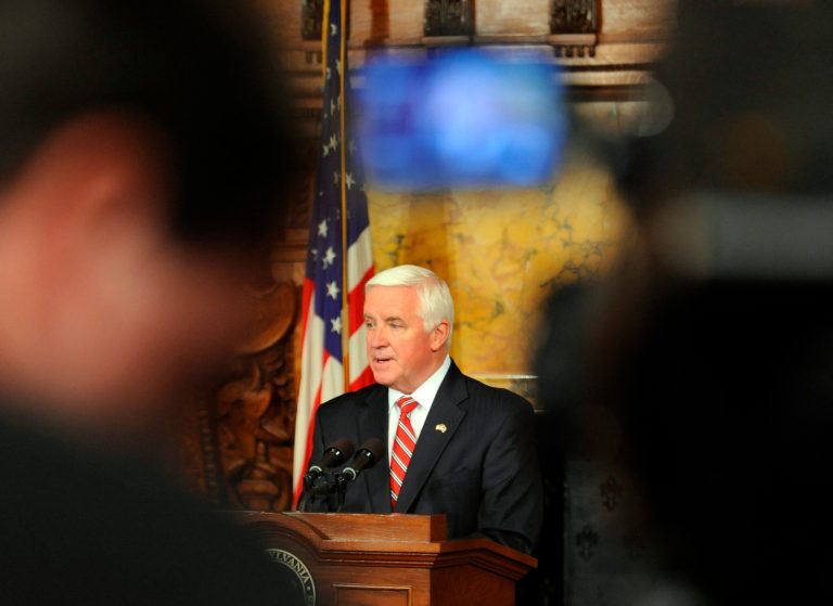 A meeting Monday of top Republican legislative leaders and Gov. Tom Corbett produced little progress toward freeing a stalled tax bill that Philadelphia officials say is critical to opening the city's schools on time. (AP Photo/Bradley C Bower)