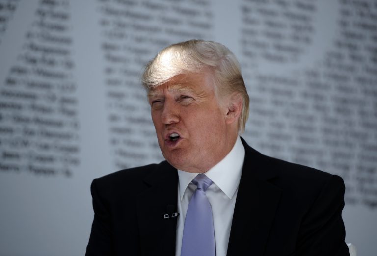 The Commonwealth Club luncheon took place at the upscale Plaza Hotel in New York City and was billed as an opportunity for deep-pocketed donors to hear more from the Republican presidential front-runner Donald Trump. (AP Photo/Emrah Gurel, File)