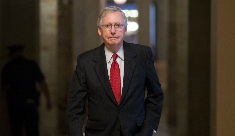 President Trump, frustrated with the pace of business on Capitol Hill, suggested to reporters on Thursday an openness to seeing Senate Majority Leader Mitch McConnell, R-Ky., ousted if he can't deliver healthcare reform, an overhaul of the U.S. tax code, and infrastructure spending. (AP Photo/Carolyn Kaster)