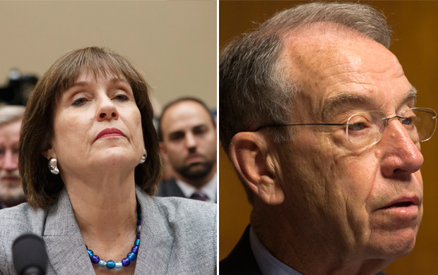 IRS official Lois Lerner, left; U.S. Sen. Chuck Grassley, R-Iowa, right. (AP photos)