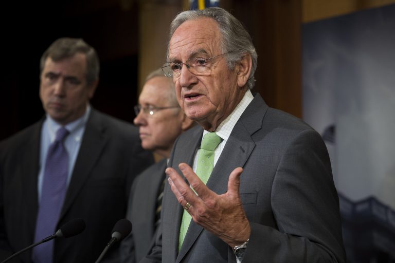 Sen. Tom Harkin speaks at a press conference on Wednesday, April 30, 2014. (Examiner/Graeme Jennings)
