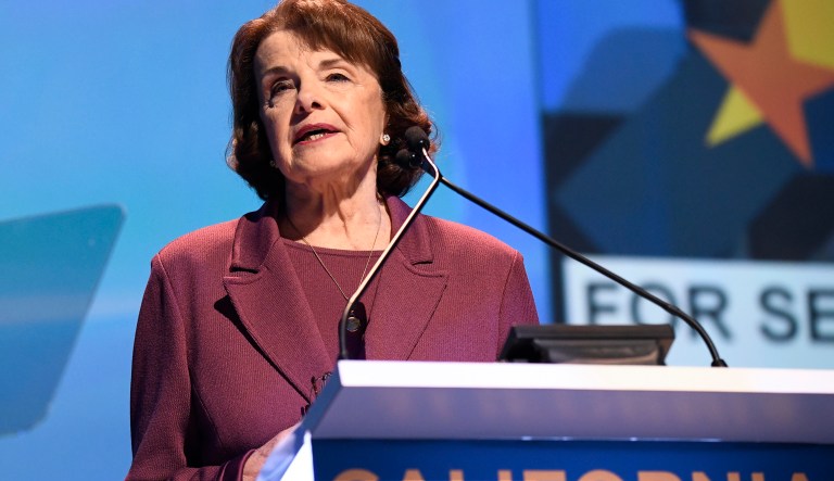 Sen. Dianne Feinstein, D-Calif., speaks at the 2018 California Democrats State Convention Saturday, Feb. 24, 2018, in San Diego.