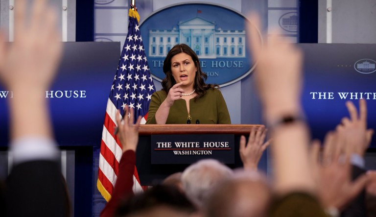 White House press secretary Sarah Sanders on Monday accused journalists present of knowingly spreading 
