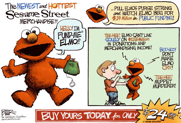 ‘Fund me Elmo’ cartoon lampoons Sesame Street debate