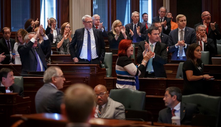 The Illinois Senate sent 2018 spending bills to the governor Tuesday in an effort to end a budget impasse that threatens to ruin the stateâs credit rating. (Justin L. Fowler/The State Journal-Register via AP)