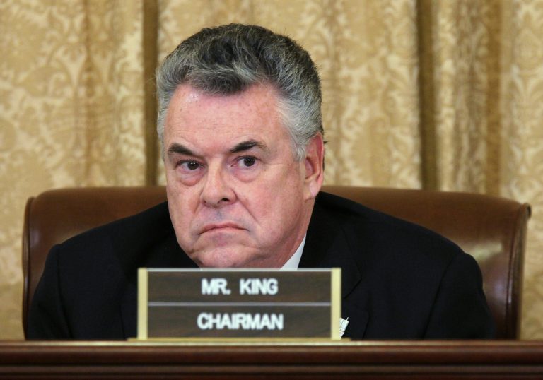 Committee Chairman U.S. Rep. Peter King listens during a hearing before the House Homeland Security Committee March 10, 2011 on Capitol Hill in Washington. (Photo by Alex Wong/Getty Images File)