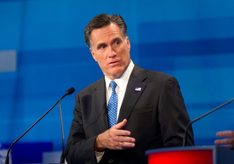 Former Republican presidential candidate Mitt Romney, shown here during the South Carolina Republican presidential candidate debate in January 2012, espoused a policy of 