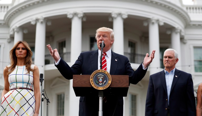 The president said Scalise's wife, Jennifer, and their children, Harrison and Madison, attended the picnic. (AP Photo/Alex Brandon)