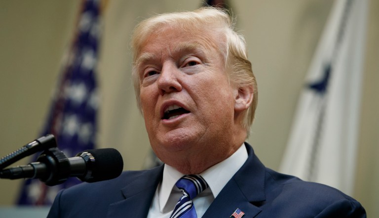 Trump shows a lack of planning, leadership, and respect for military officials with his impulsive transgender military ban. (AP Photo/Evan Vucci, File)