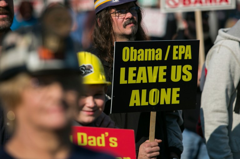 Thousands of coal industry workers rallied on the west front of the U.S. Capitol on Tuesday to protest against federal environmental policies that they believe have hurt jobs. (Graeme Jennings/Examiner)