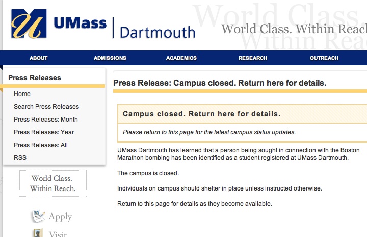 ‘A Student Registered at UMass Dartmouth’