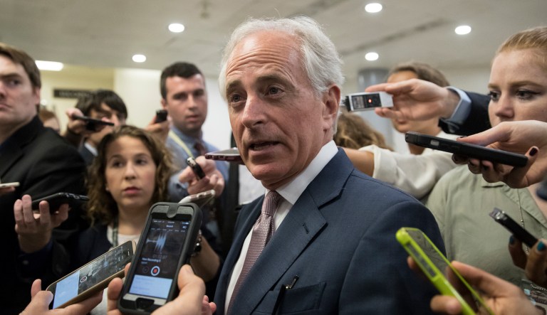Defense Secretary Jim Mattis and Secretary of State Rex Tillerson briefed Sen. Bob Corker, R-Tenn., and his committee for hours behind closed doors. (AP Photo/J. Scott Applewhite)