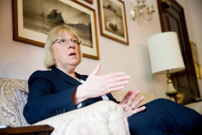 Sen. Patty Murray, D-Wash. speaks during an interview with the Associated Press in her office on Capitol Hill, Thursday, April 23, 2015, in Washington. (AP Photo/Andrew Harnik)