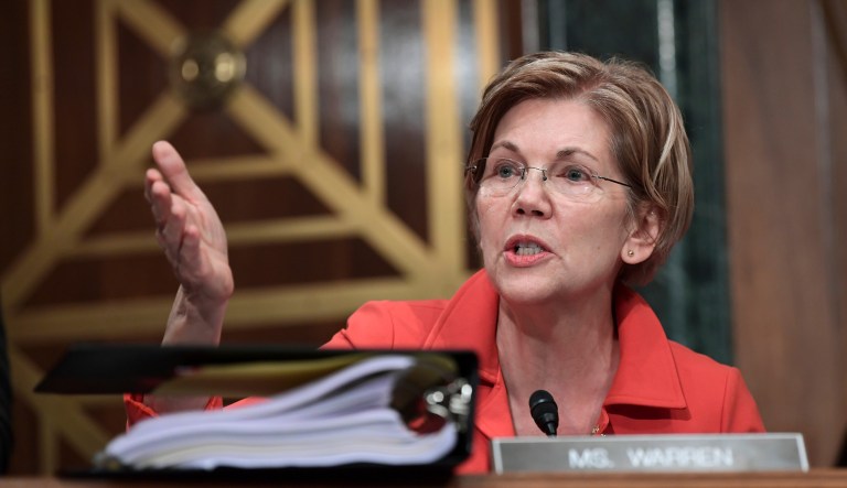 Sen. Elizabeth Warren, D-Mass., said leaderless Democrats are busy fighting off the GOP agenda on their own. (AP Photo/Susan Walsh)
