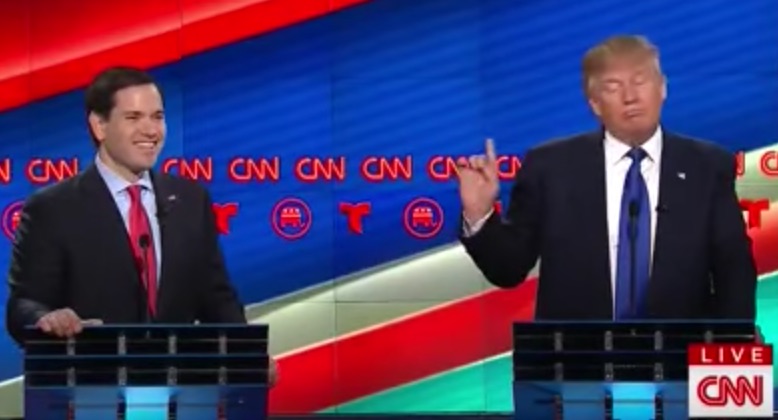 Rubio Embraces Trump by Name