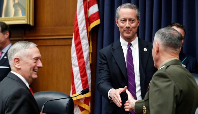 The $696 billion House version of the NDAA, led by Armed Services chairman Rep. Mac Thornberry, also includes a big hike in military capability over what Trump has proposed. (AP Photo/Alex Brandon)