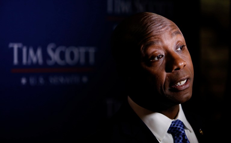 Sen. Tim Scott, the only black Republican member of the Senate, tweeted a one-word response to a Twitter user who called him a 