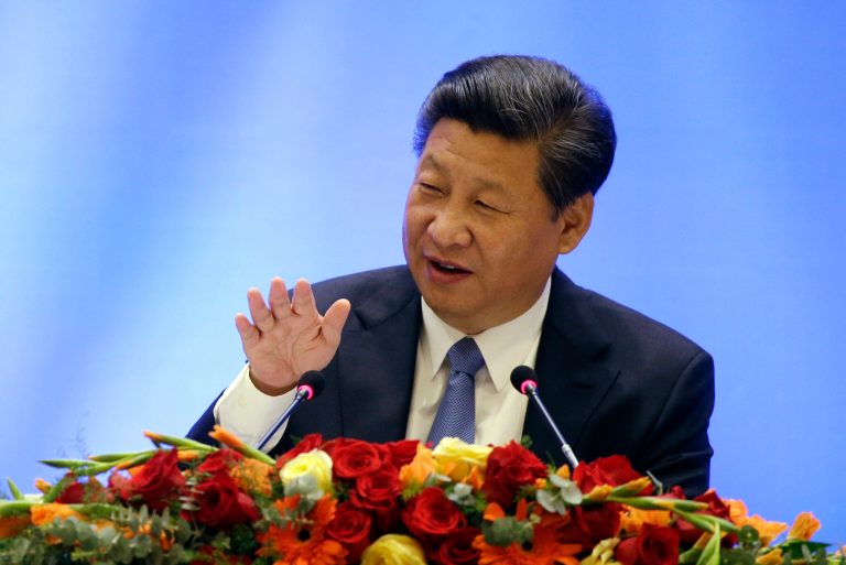 Chinese President Xi Jinping speaks at a U.S.-China business roundtable, comprised of U.S. and Chinese CEOs, Wednesday, Sept. 23, 2015, in Seattle. (AP Photo/Elaine Thompson, Pool)