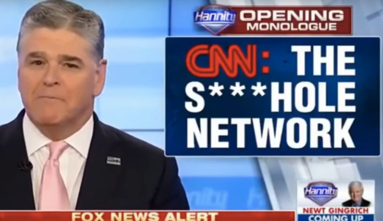 Fox News' Sean Hannity railed on CNN for saying the word 