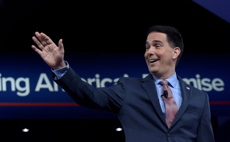 Wisconsin Gov. Scott Walker thanked President Trump on Saturday for calling in to check in on his mother, who he said is in the hospital. (AP Photo/Susan Walsh)