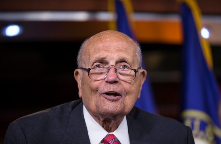 FILE - In this Oct. 4, 2013 file photo, Rep. John Dingell, D-Mich. speaks on Capitol Hill in Washington. According to AP source: Dingell, the longest-serving member of Congress, to retire. (AP Photo/J. Scott Applewhite, File)