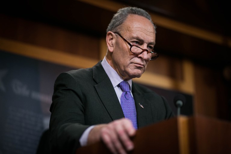 Schumer announced his opposition to treasury secretary nominee Steven Mnuchin, Heath and Human Services nominee Tom Price, Environmental Protection Agency nominee Scott Pruitt, labor secretary nominee Andy Puzder, and Mick Mulvaney, Trump's nominee to serve as budget director. (Graeme Jennings/Examiner)